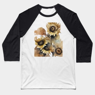 Sunflower watercolor #1 Baseball T-Shirt